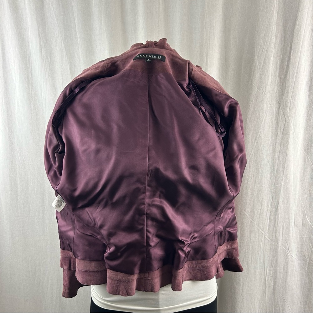 Anne Klein Plum Color Soft Suede Open Jacket 4 - Picture 9 of 11